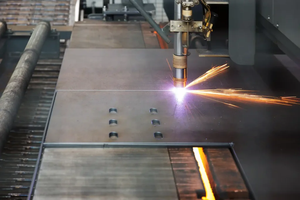 industrial cnc plasma machine cutting metal plate